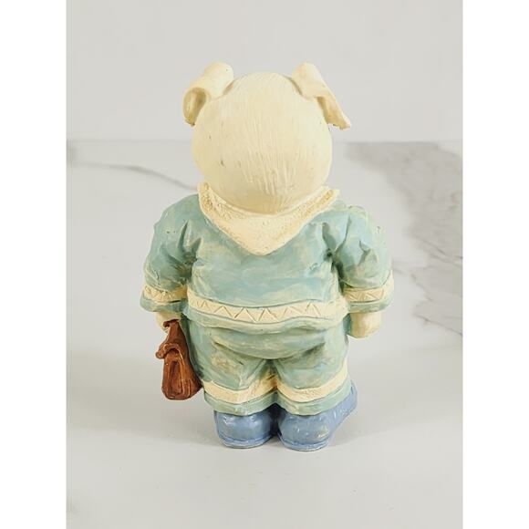 Piglet Pig Lover Piggy Uniform Suit Figurine Light Blue 4" Year 90s Home Decor - Picture 5 of 13